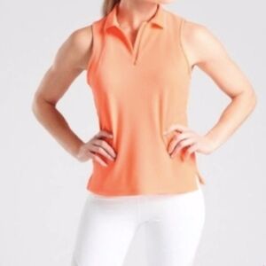 Athleta Vibrant Orange Match Point Polo Tank Top Size MT